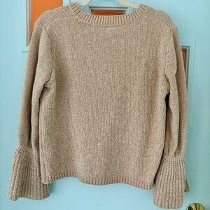 Elan Women's Chenille Crew Neck Sweater Bell Sleeves